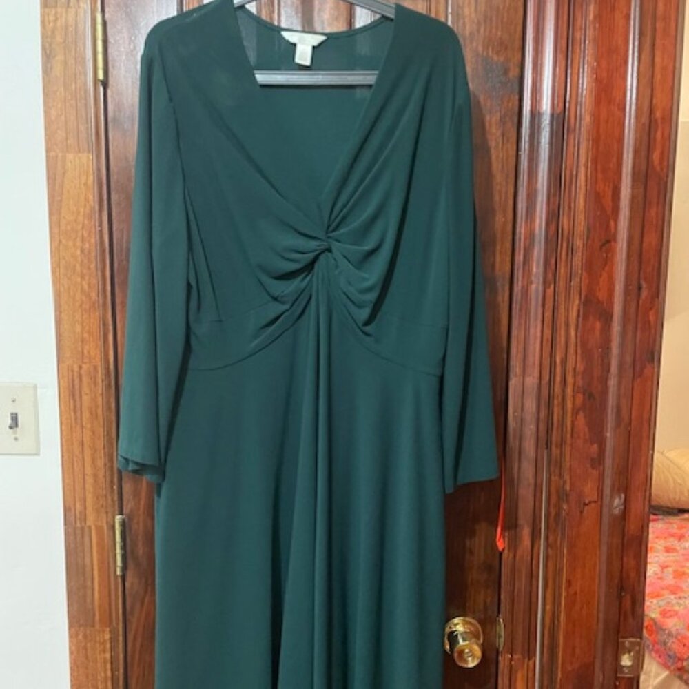 Forest Green Flattering Twist Waist Dress